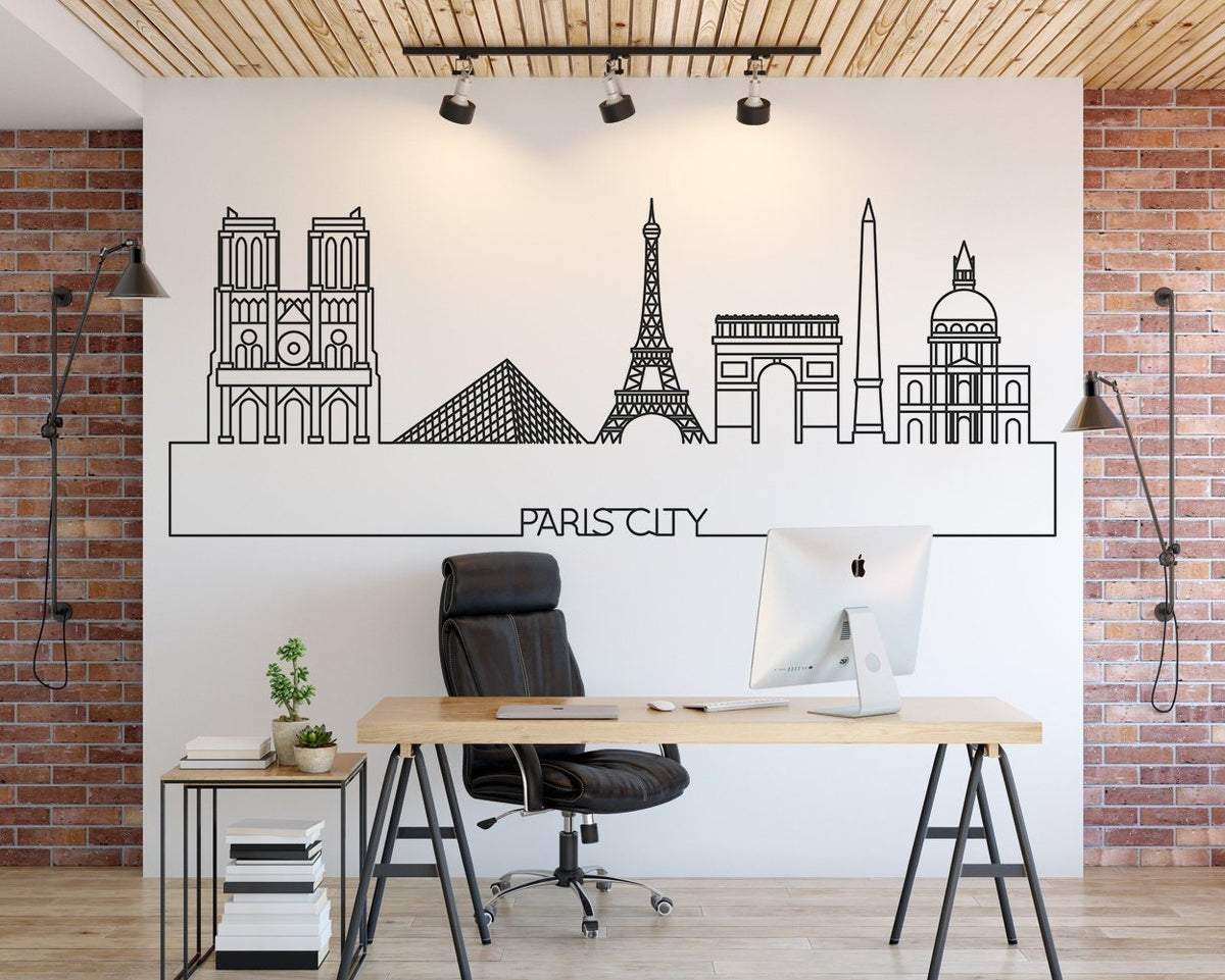 Paris Skyline Wall Decal: Cityscape Silhouette Art