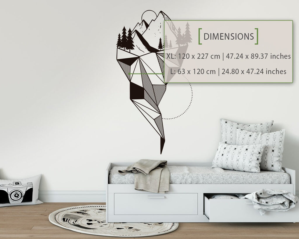 Abstract Mountain Wall Decal: Geometric Adventure Decor