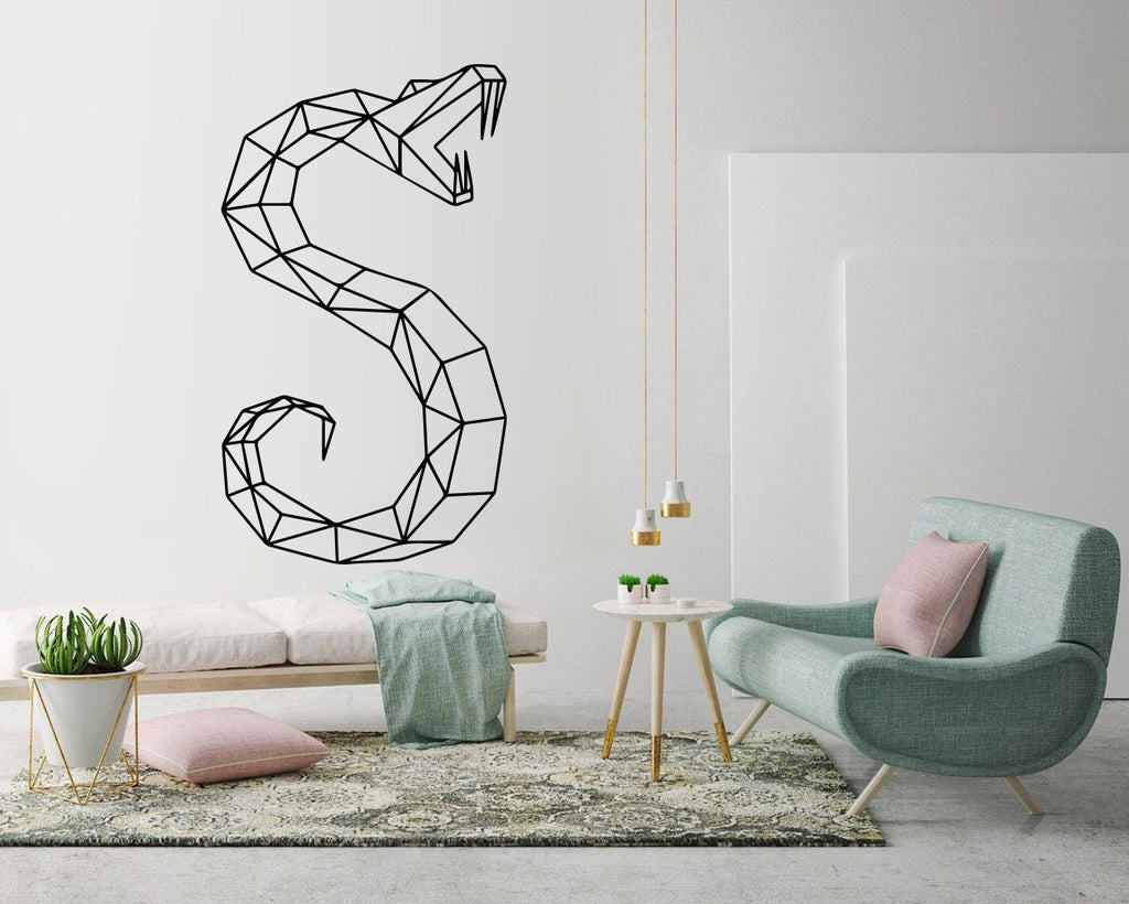 Geometric Snake Wall Decal: Animal Outline Art