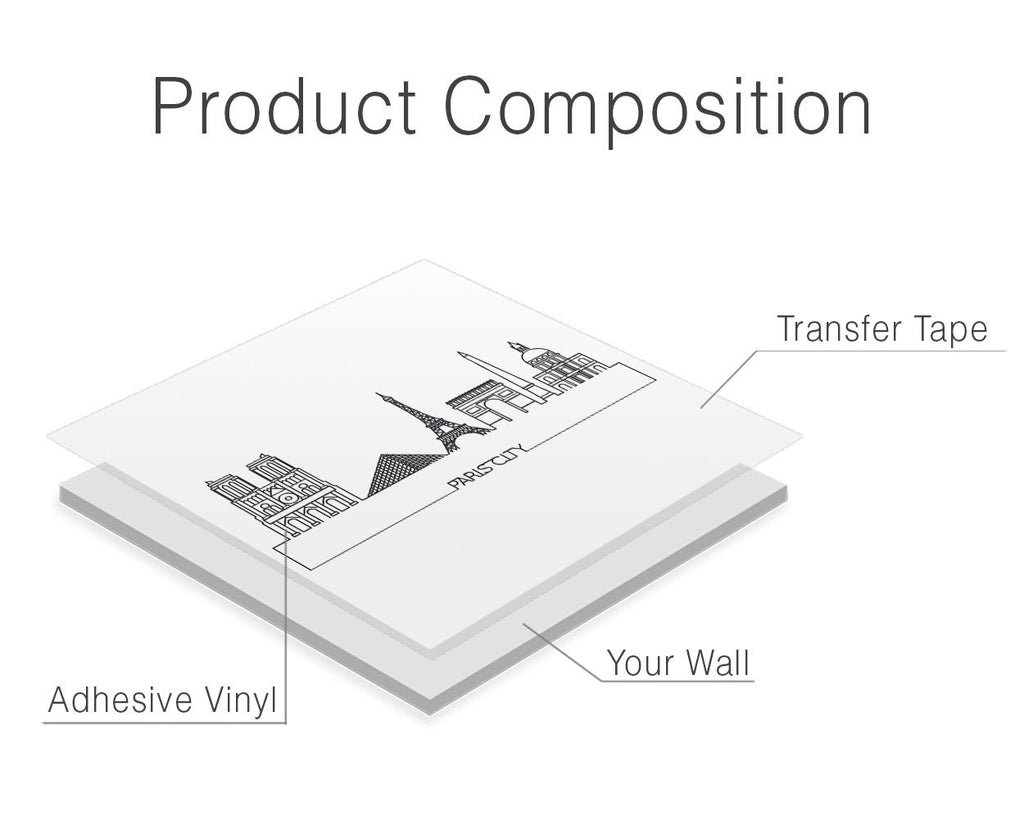 Paris Skyline Wall Decal: Cityscape Silhouette Art