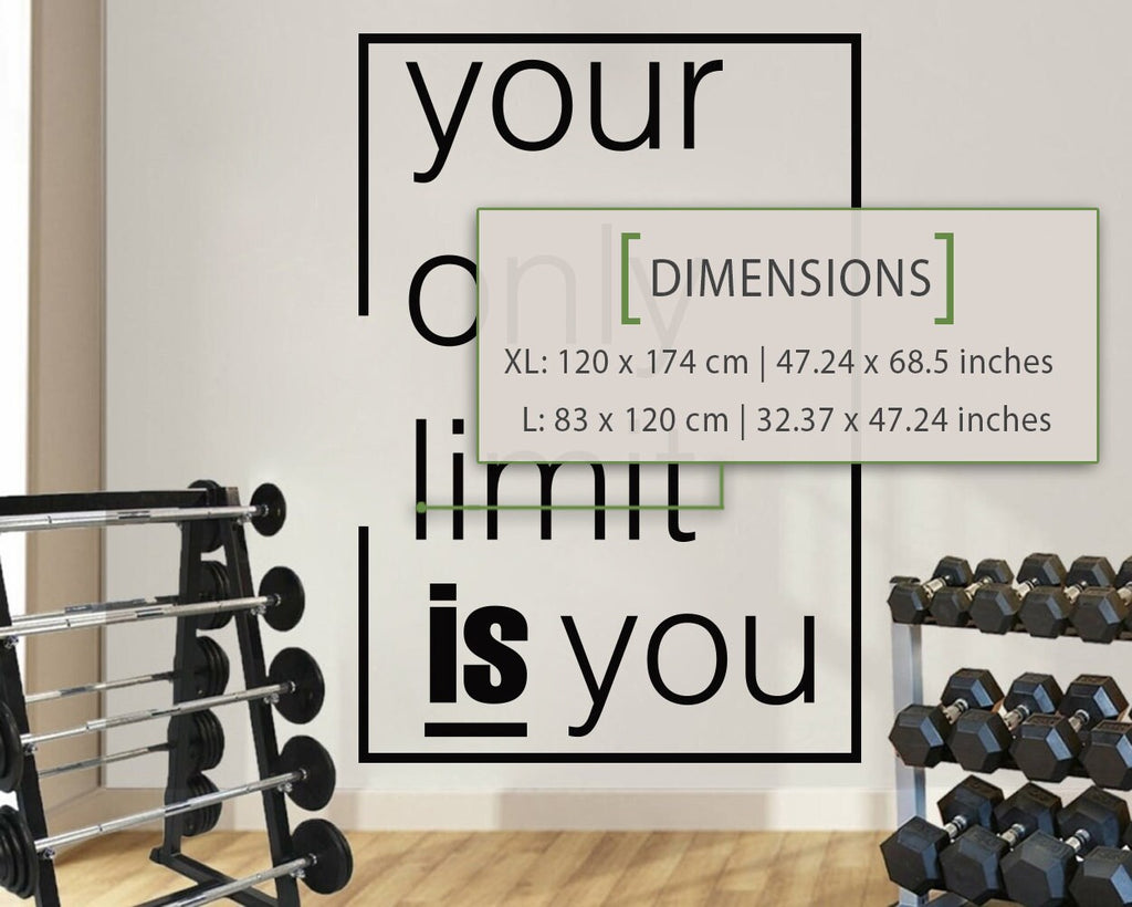Gym Wall Decal: "Your Only Limit Is You" Vinyl Wall Art