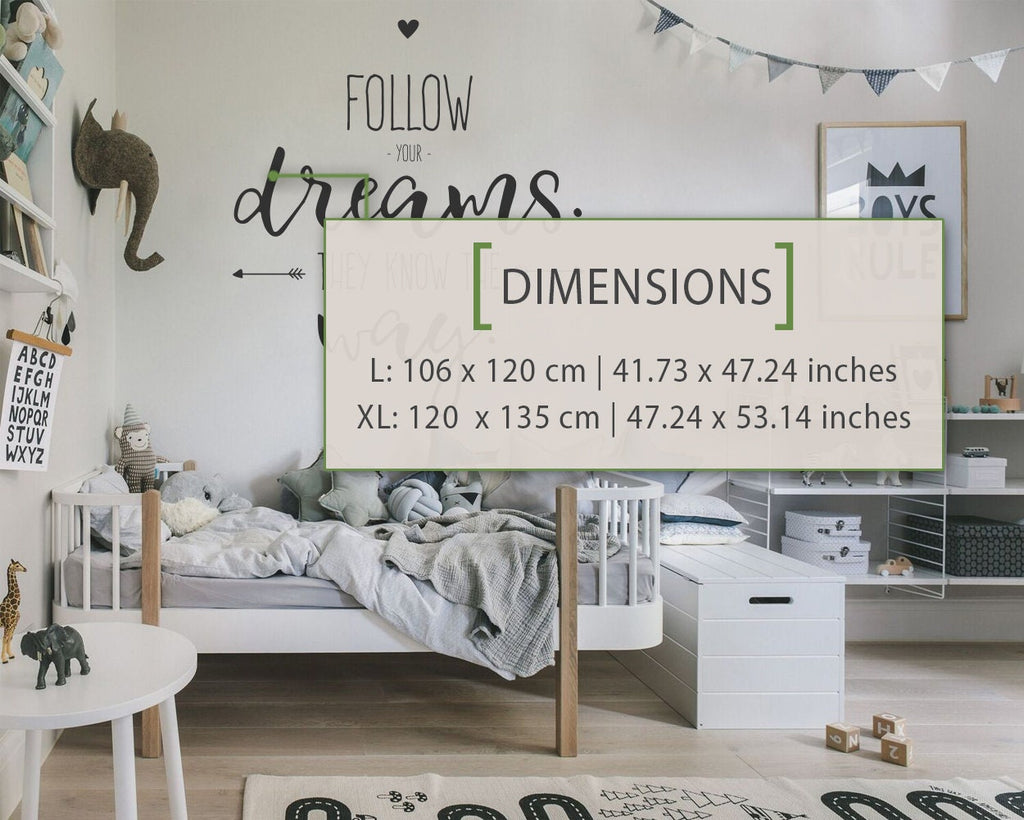 Follow Your Dreams Wall Decal: Kids Room Decor, Quote Sticker