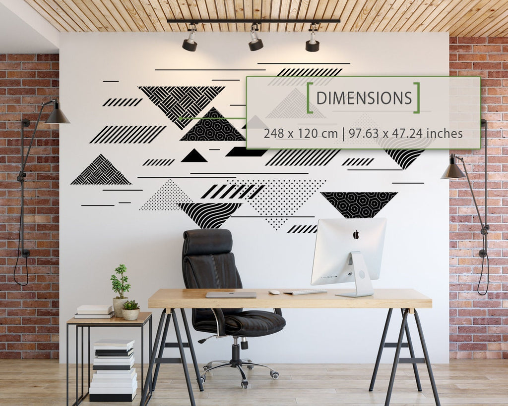 Geometric Wall Decal: Abstract Minimalist Art, Office Decor (97.63 x 47.24 inches)