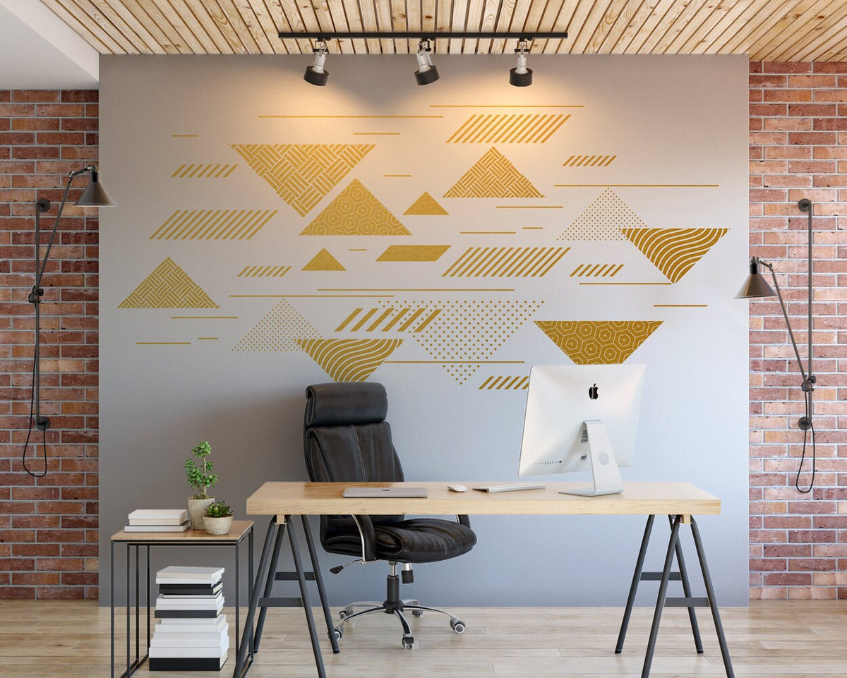Geometric Wall Decal: Abstract Minimalist Art, Office Decor (97.63 x 47.24 inches)