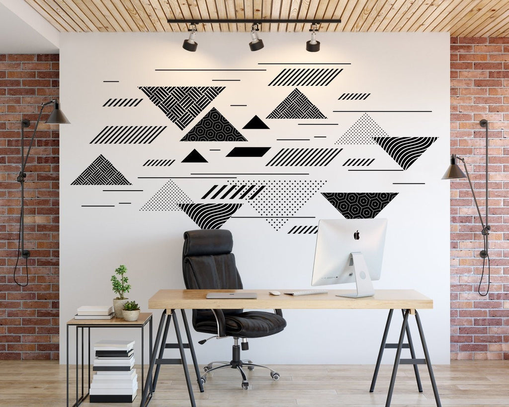 Geometric Wall Decal: Abstract Minimalist Art, Office Decor (97.63 x 47.24 inches)