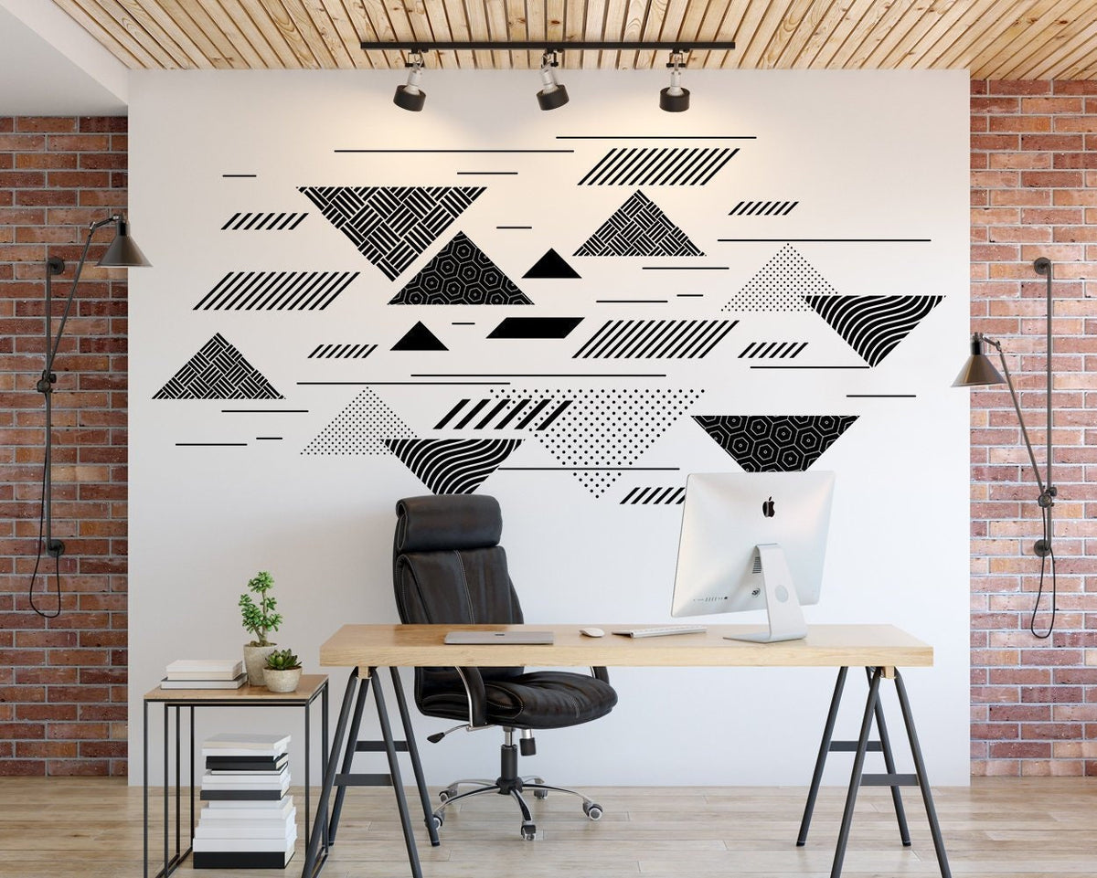 Geometric Wall Decal: Abstract Minimalist Art, Office Decor (97.63 x 47.24 inches)