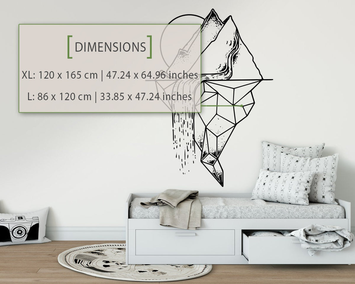 Abstract Mountain Waterfall Wall Decal: Adventure Home Decor