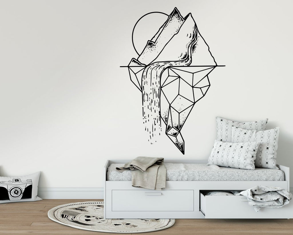 Abstract Mountain Waterfall Wall Decal: Adventure Home Decor