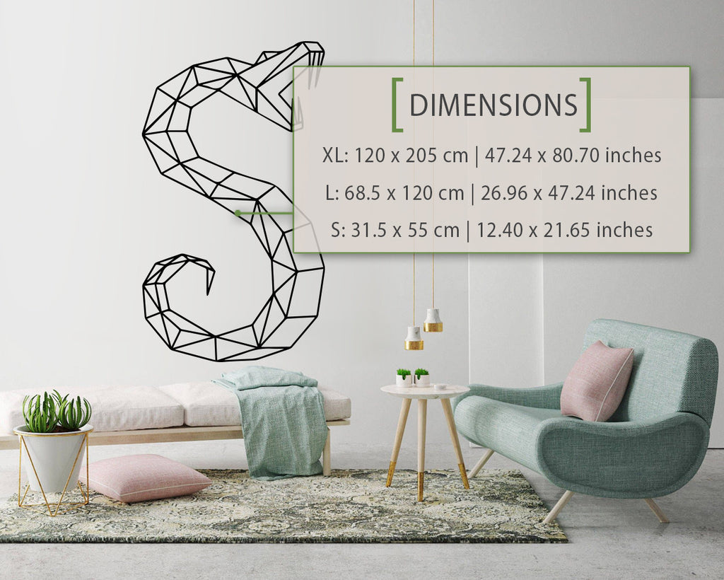 Geometric Snake Wall Decal: Animal Outline Art