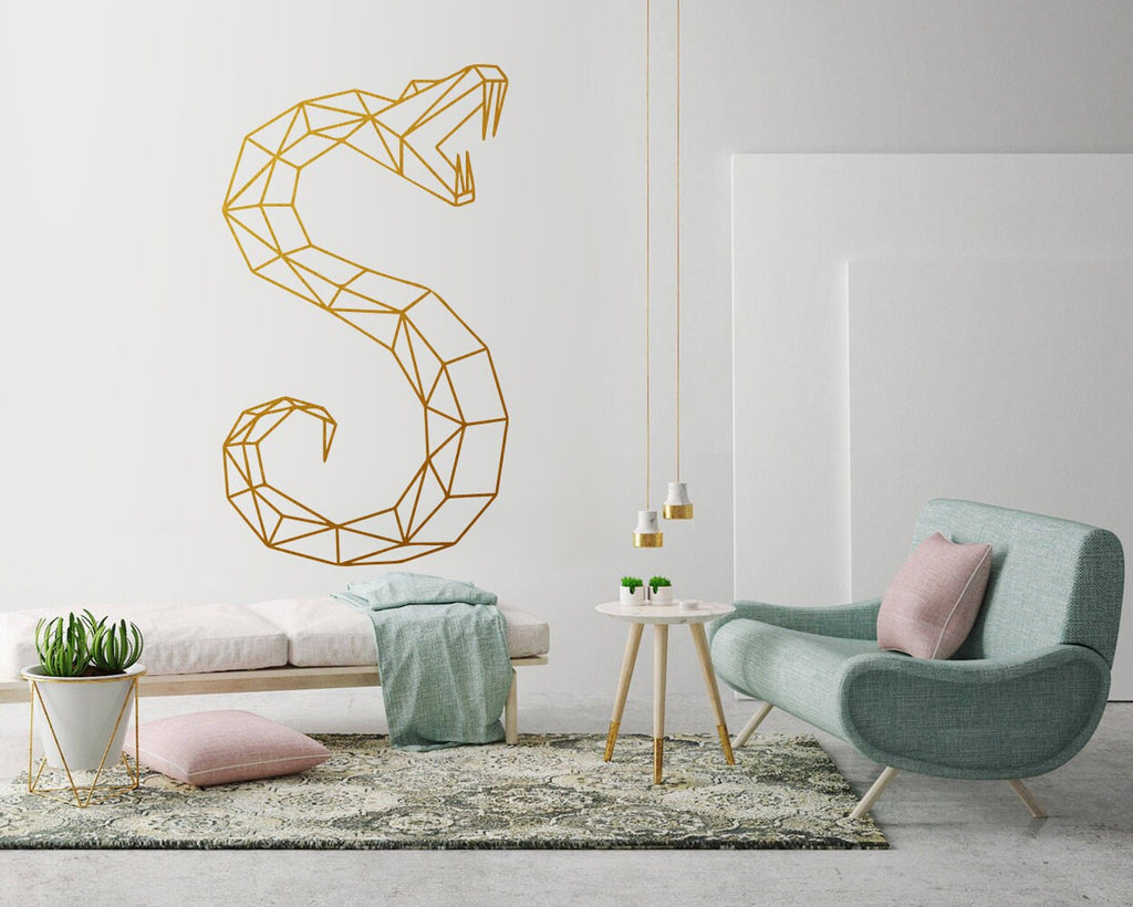 Geometric Snake Wall Decal: Animal Outline Art