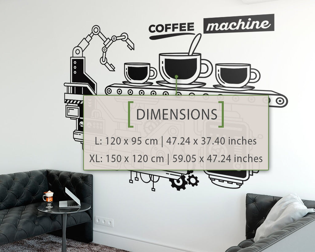 Coffee Machine Vinyl Wall Decal: Modern Office Decor