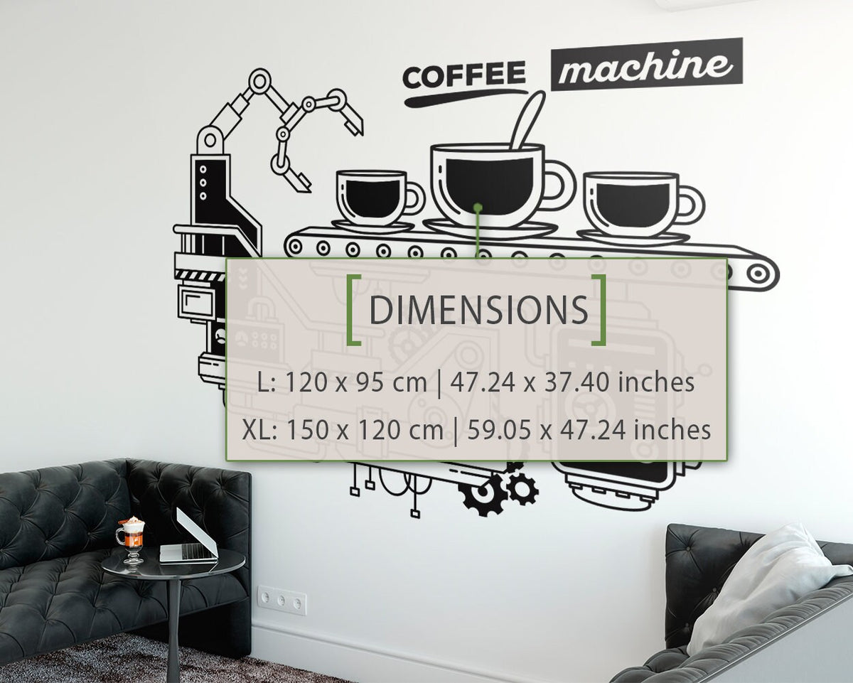 Coffee Machine Vinyl Wall Decal: Modern Office Decor