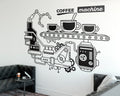 Coffee Machine Vinyl Wall Decal: Modern Office Decor