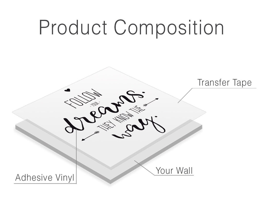 Follow Your Dreams Wall Decal: Kids Room Decor, Quote Sticker