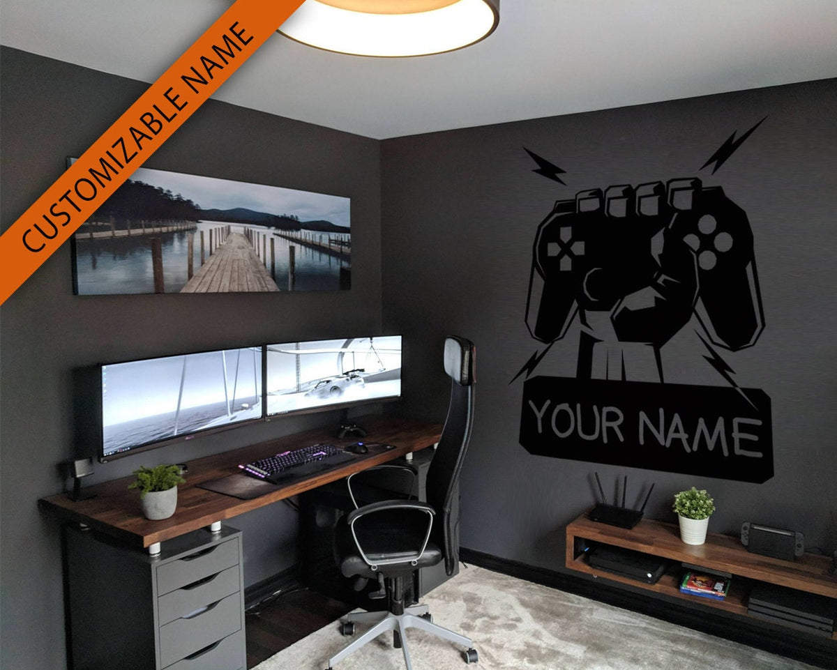 Personalized Gamer Name Wall Decal, Custom Name Gamer Room Decor, Vinyl Sticker