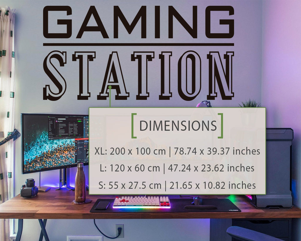 Gaming Station Wall Decal, Gamer Room Decor, Battlestation Vinyl Sticker, Minimalist Art
