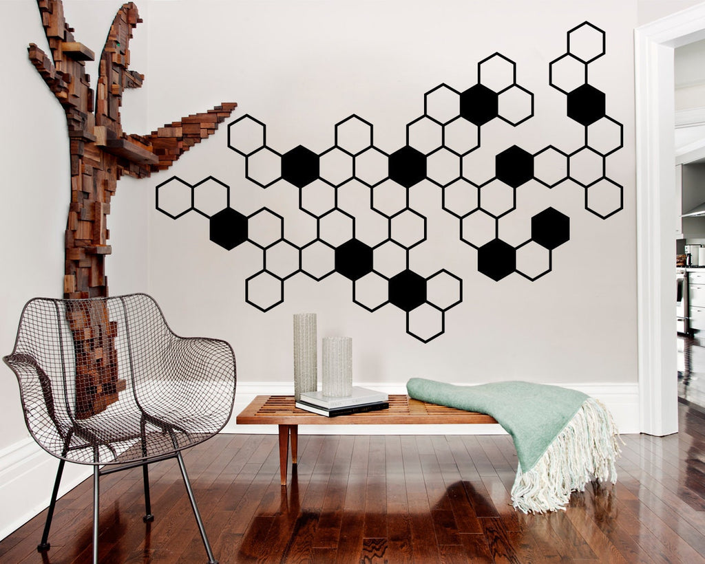 Honeycomb Vinyl Wall Decals: Geometric Hive Wall Art