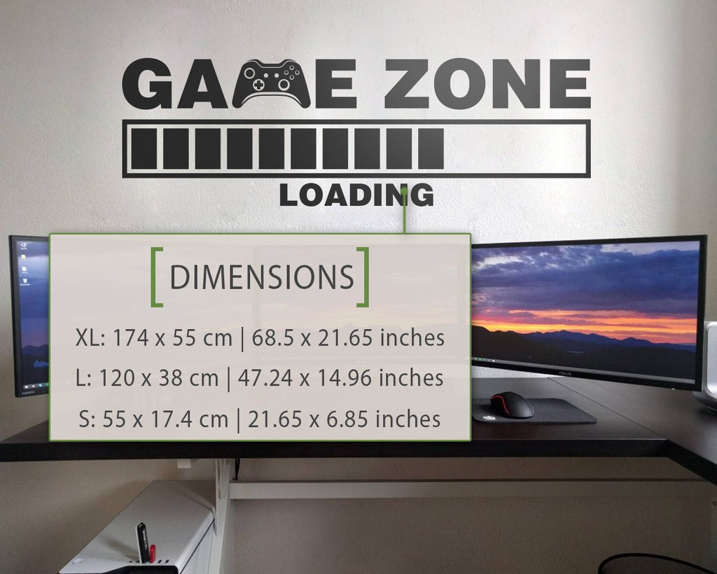 Game Zone Loading Wall Decal, Gamer Room Decor, Battlestation Sticker, Vinyl Wall Art