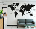 World Map Wall Decal: Large Vinyl Sticker, Home Office Decor