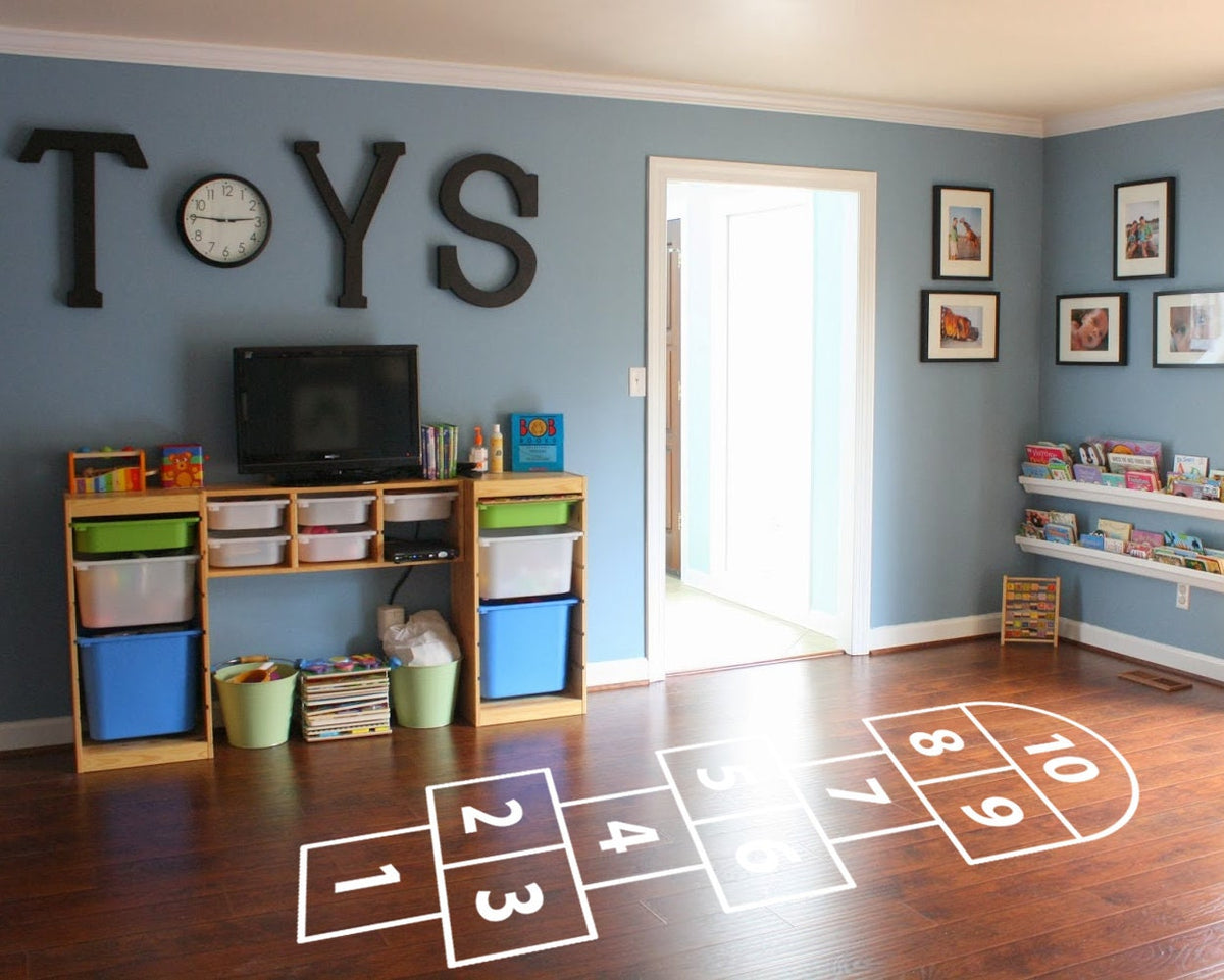 Hopscotch Floor Decal: Playroom Traditional Game (23.22 x 80.70 Inches)