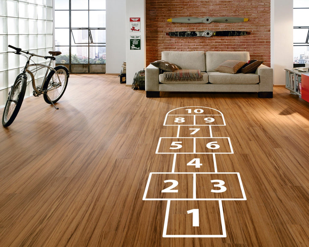 Hopscotch Floor Decal: Playroom Traditional Game (23.22 x 80.70 Inches)