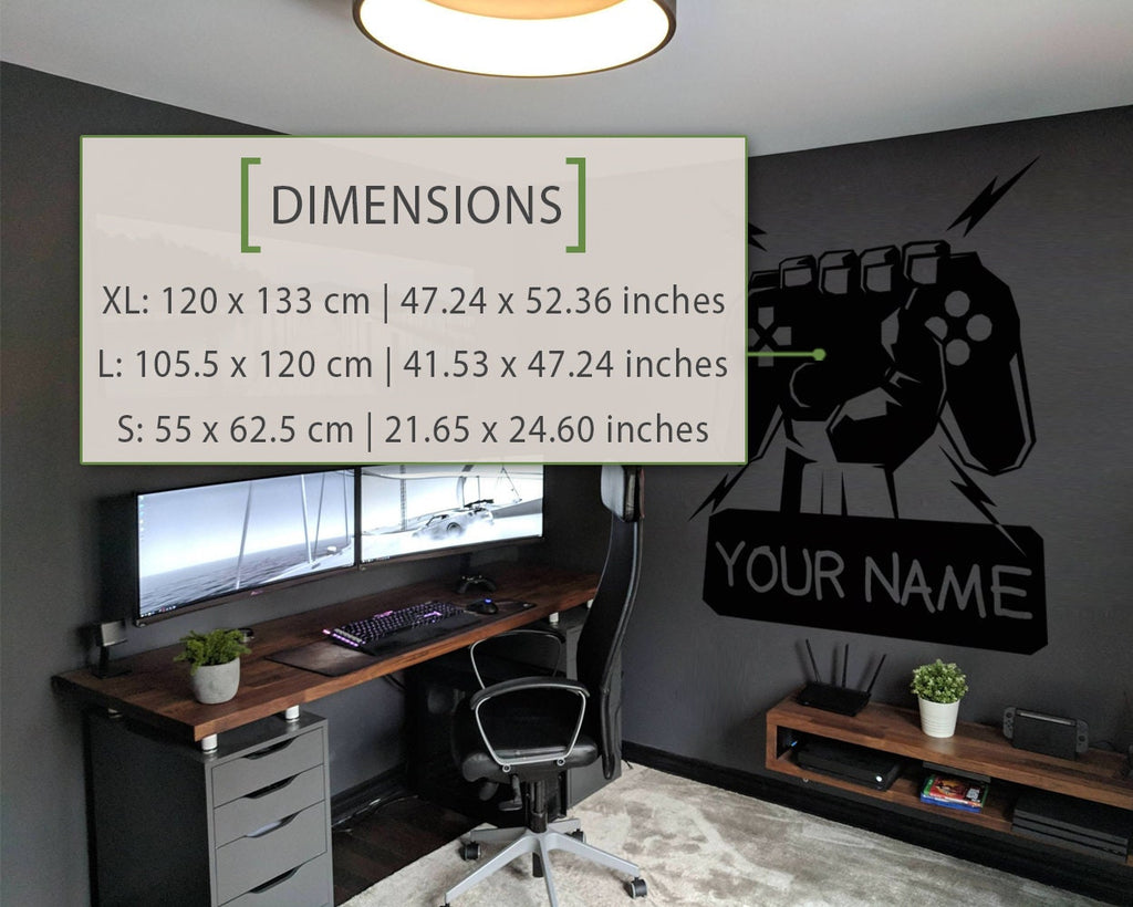 Personalized Gamer Name Wall Decal, Custom Name Gamer Room Decor, Vinyl Sticker