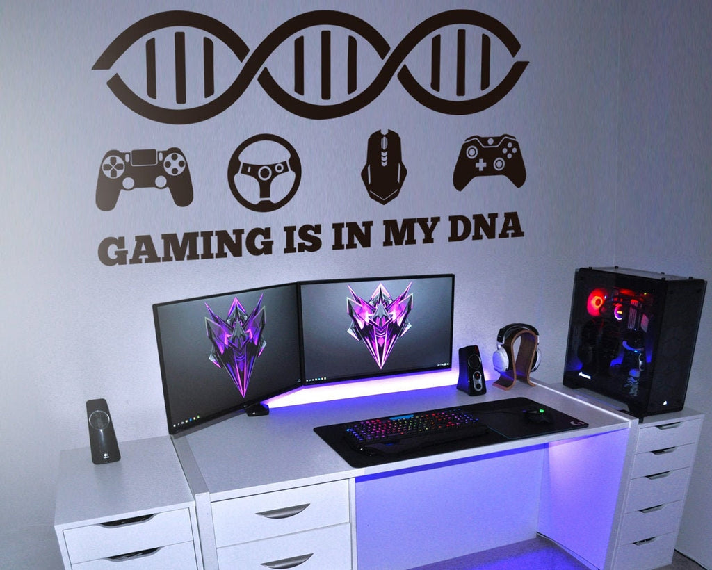 Gaming Is In My DNA Wall Decal, Gamer Room Decor, Battlestation Vinyl Sticker