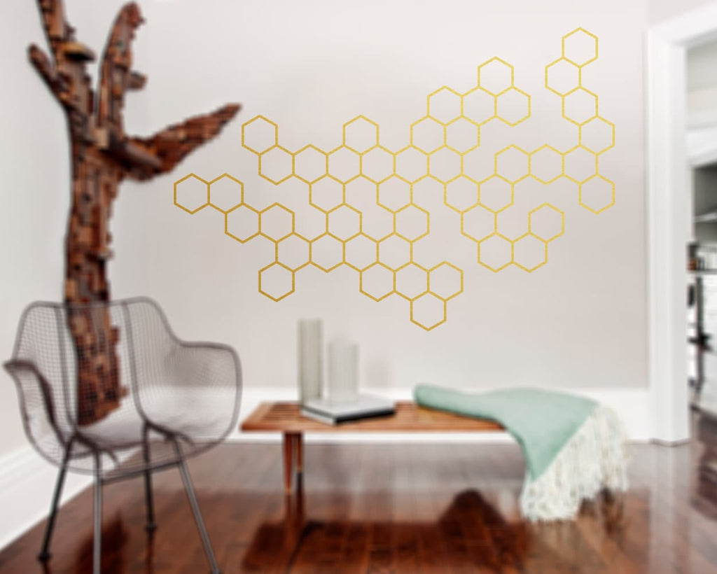 Geometric Wall Decal: Abstract Molecule Art, Modern Office Decor