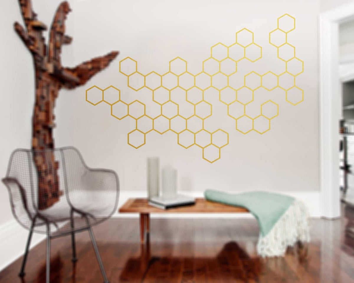 Geometric Wall Decal: Abstract Molecule Art, Modern Office Decor