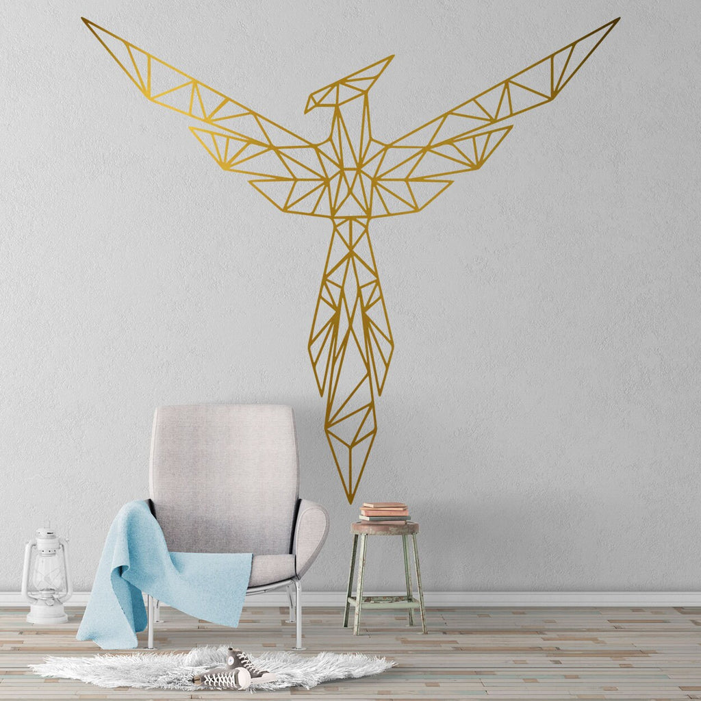 Geometric Phoenix Wall Decal: Modern Art Sticker