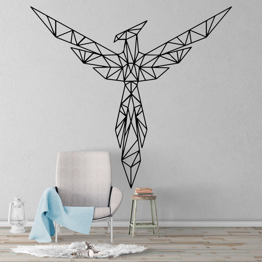 Geometric Phoenix Wall Decal: Modern Art Sticker