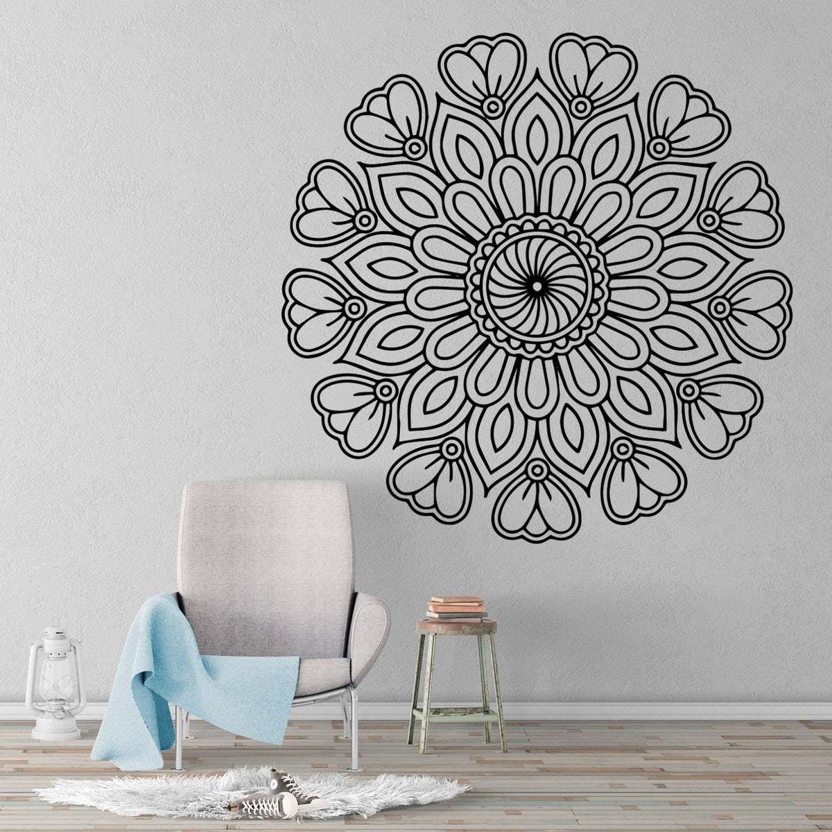 Floral Mandala Wall Decal: Bohemian Headboard Decor