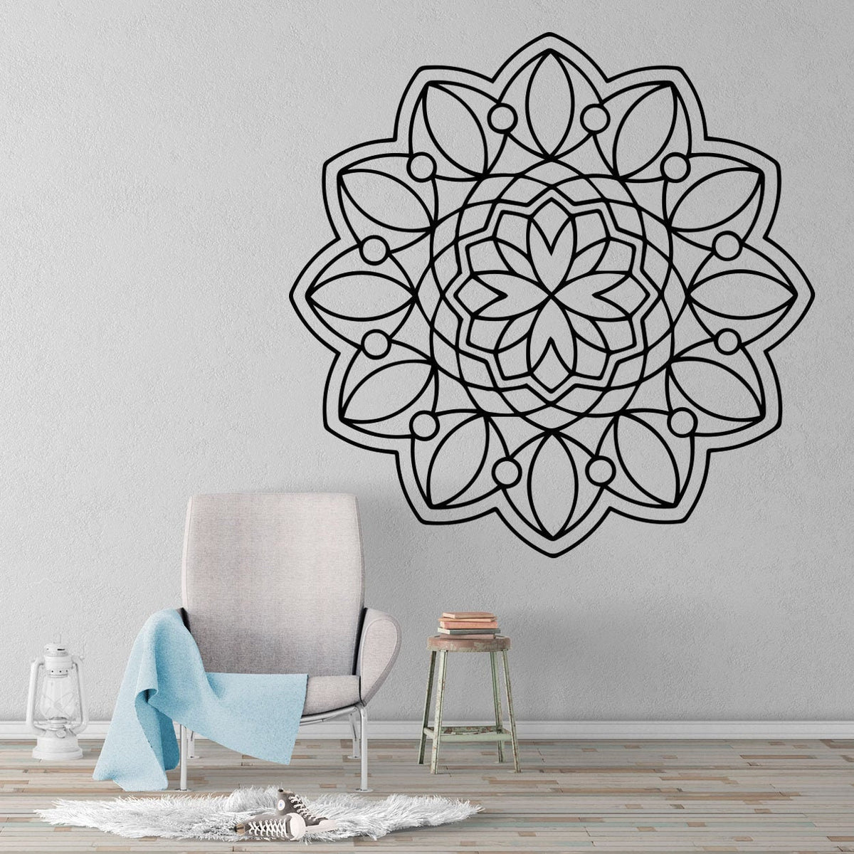 Minimalist Mandala Wall Decal: Geometric Scandinavian Decor