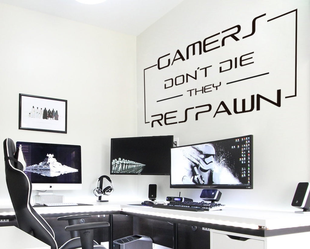 Gamers Don't Die Wall Decal, Gamer Room Decor, Battlestation Vinyl Sticker