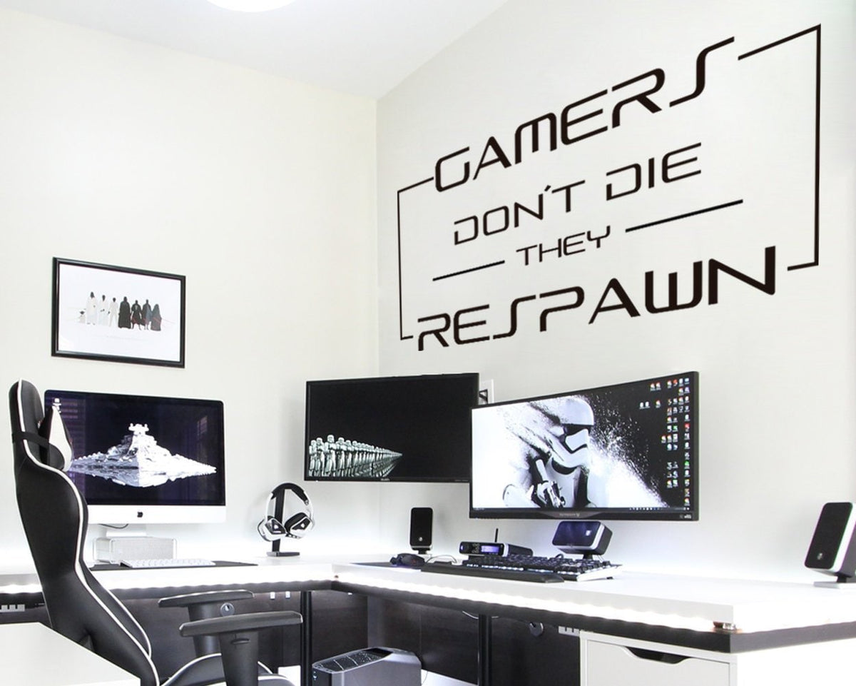 Gamers Don't Die Wall Decal, Gamer Room Decor, Battlestation Vinyl Sticker