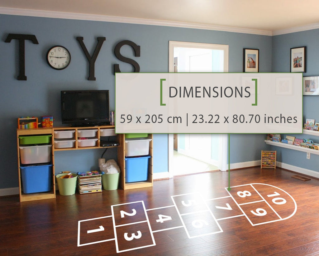 Hopscotch Floor Decal: Playroom Traditional Game (23.22 x 80.70 Inches)