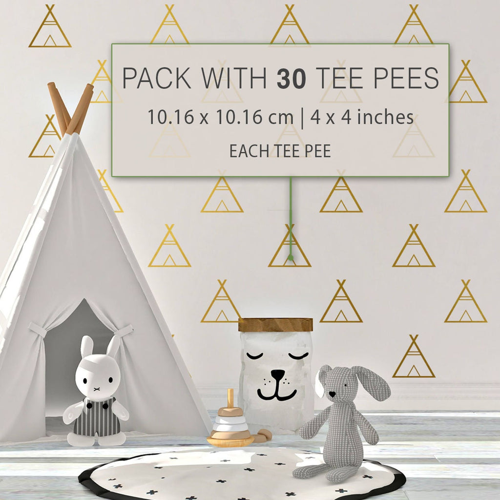 Tee Pee Wall Decals: Nursery Decor, 30 Pack (4x4 in)