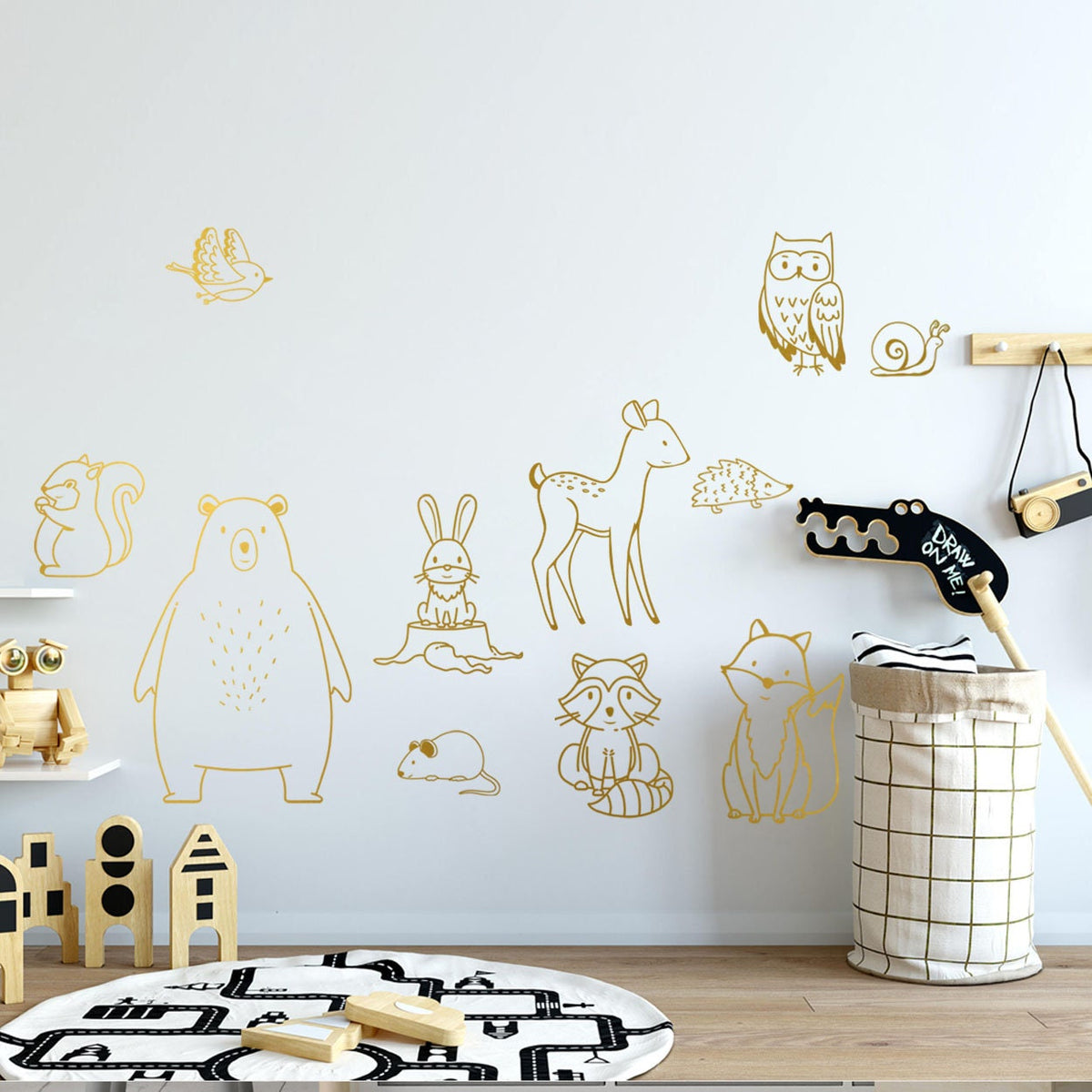 Minimalist Woodland Animals Vinyl Decal: Cozy Nursery Decor