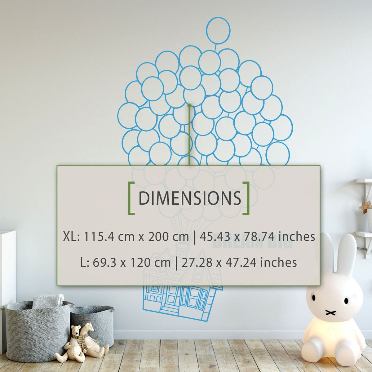 Dream Big Nursery Wall Decal: House with Balloons