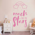 Nursery Wall Decal: Reach for the Stars Quote, Rainbow Decor