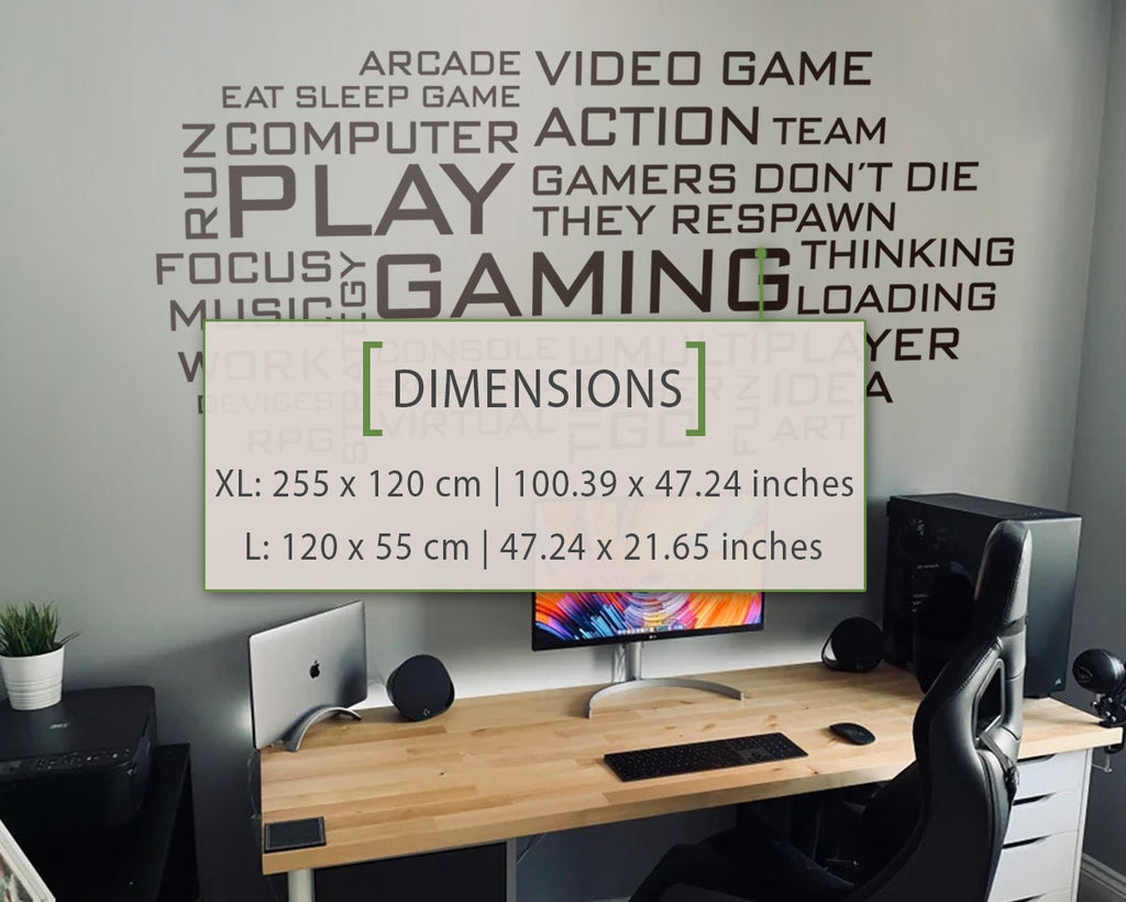 Gaming Word Cloud Wall Decal, Gamer Room Decor, Battlestation Vinyl Sticker