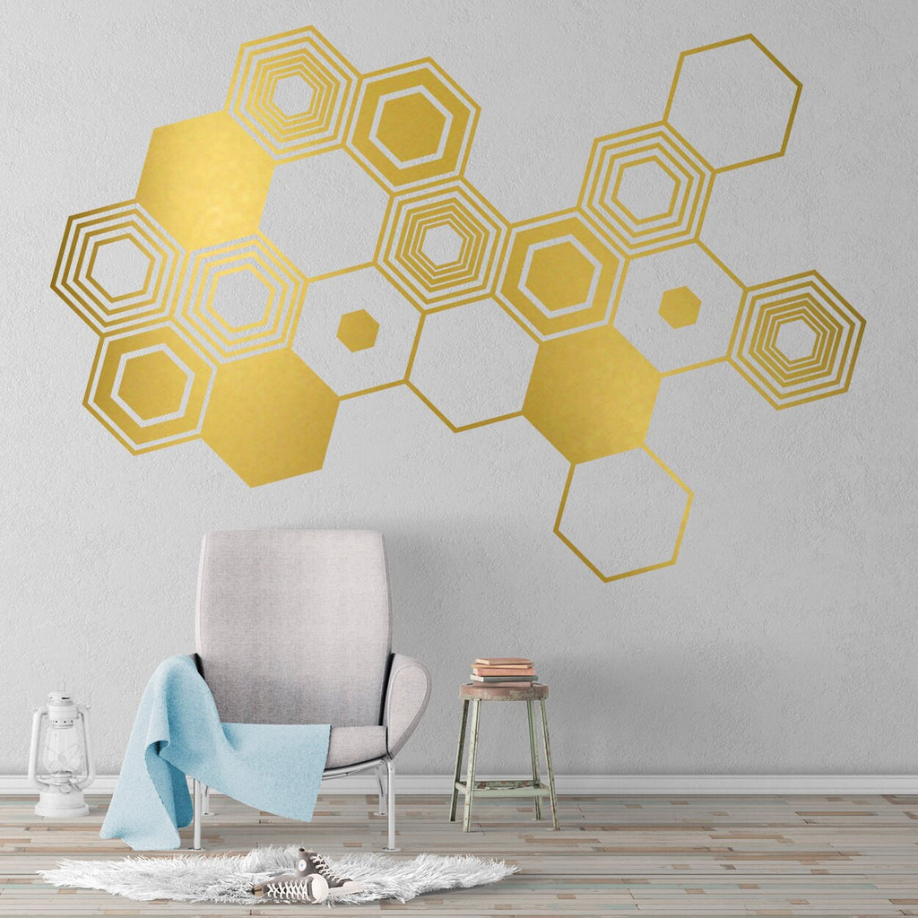 Hexagon Wall Decals: Geometric Abstract Art, Office Decor