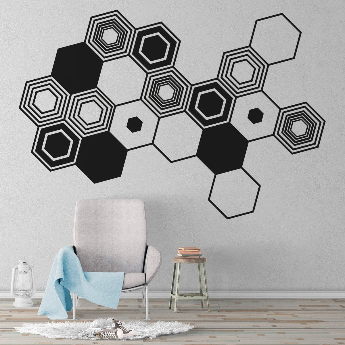 Hexagon Wall Decals: Geometric Abstract Art, Office Decor
