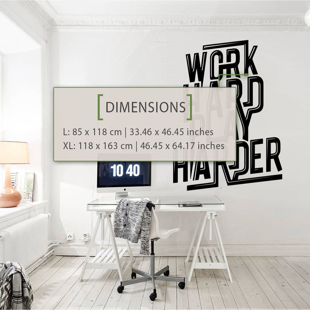 Work Hard Play Harder Office Wall Decal - Motivational Quote