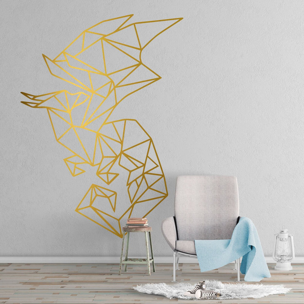 Geometric Dragon Wall Decal: Modern Art Sticker