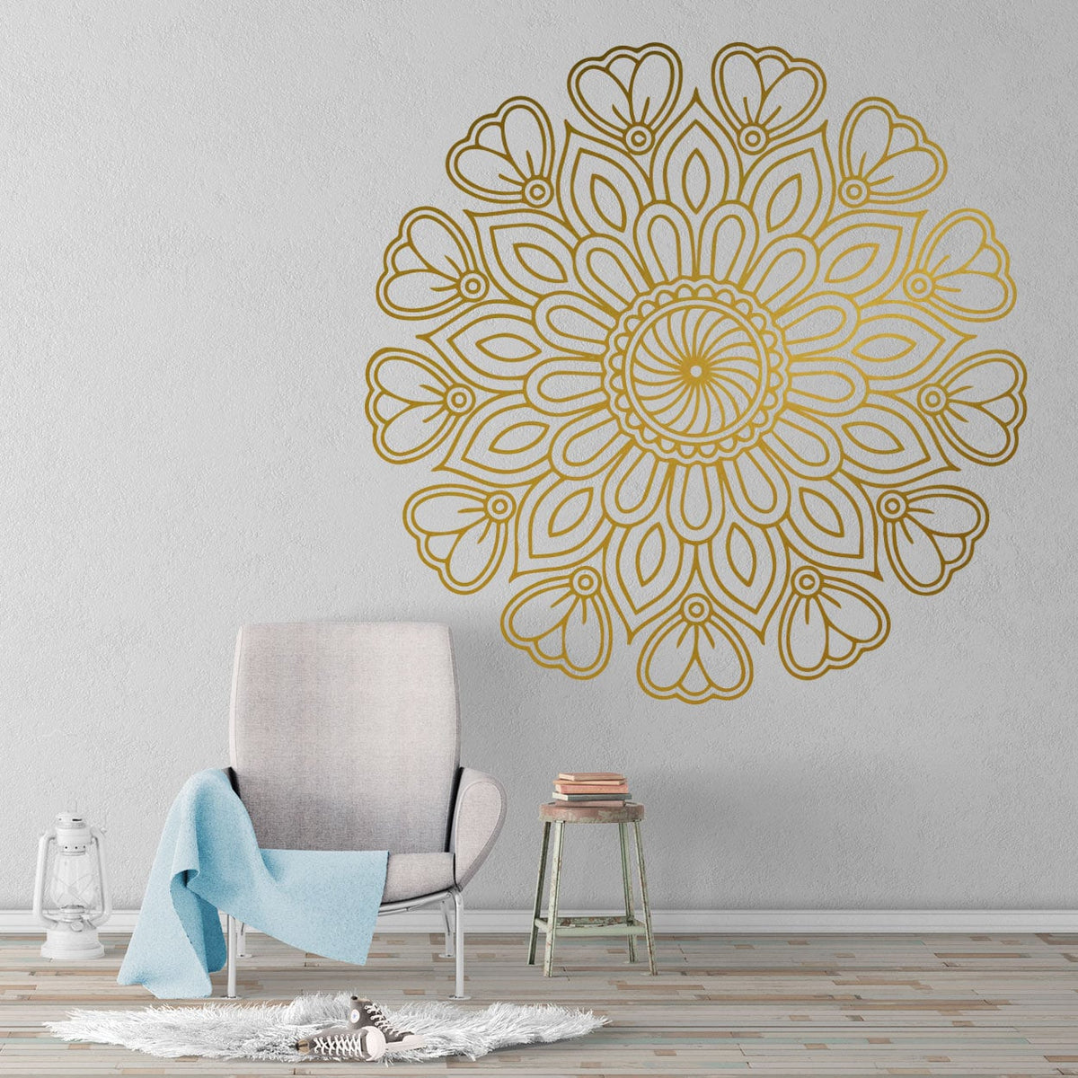 Floral Mandala Wall Decal: Bohemian Headboard Decor