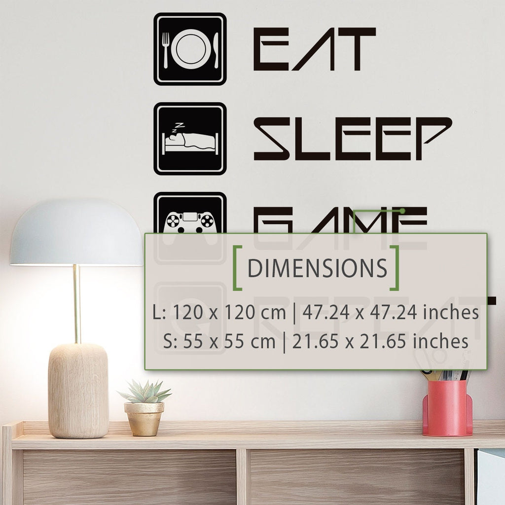 Eat Sleep Game Repeat Wall Decal, Gamer Room Decor, Battlestation Vinyl Sticker