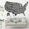 USA Map Wall Decal: America Home & Office Decor
