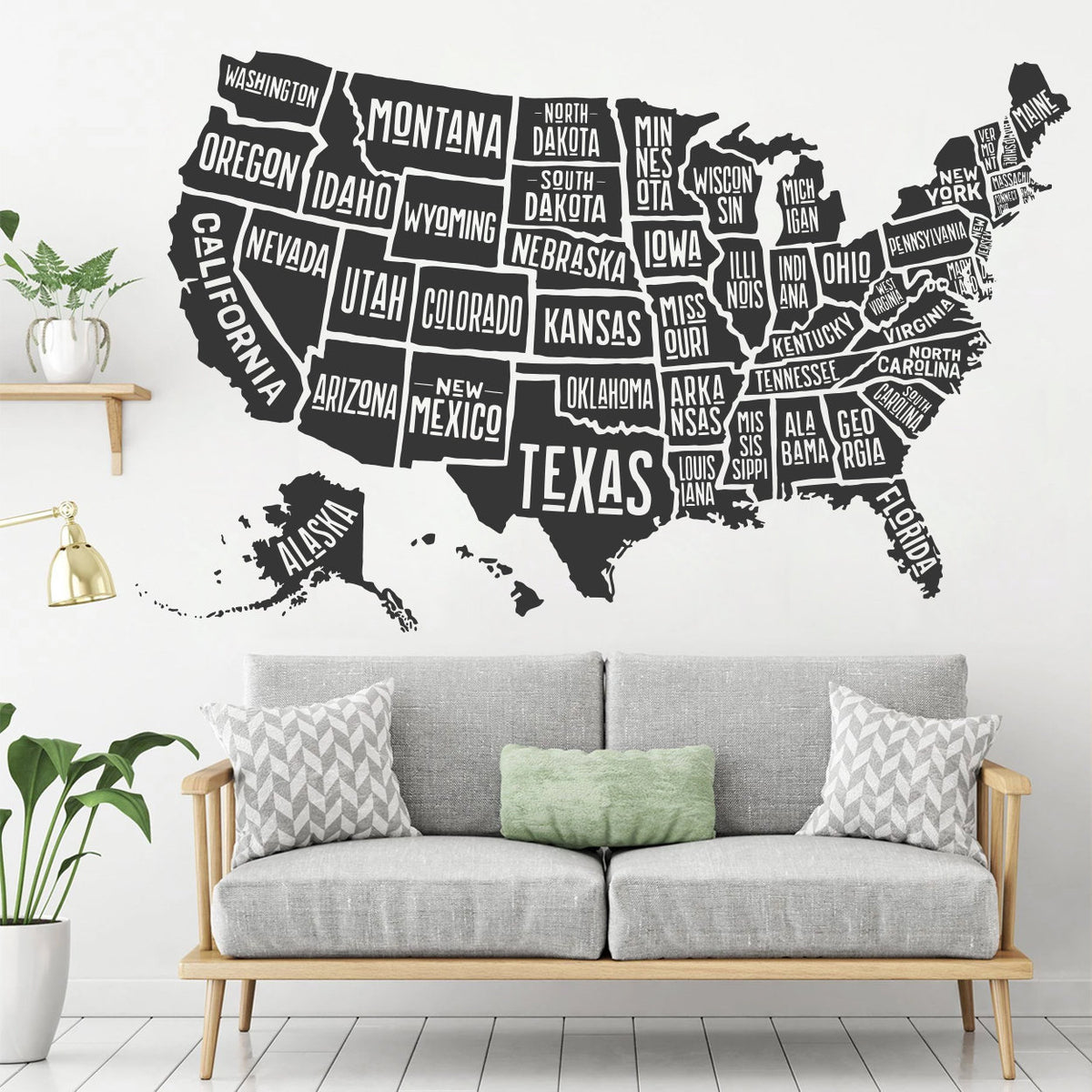 USA Map Wall Decal: America Home & Office Decor