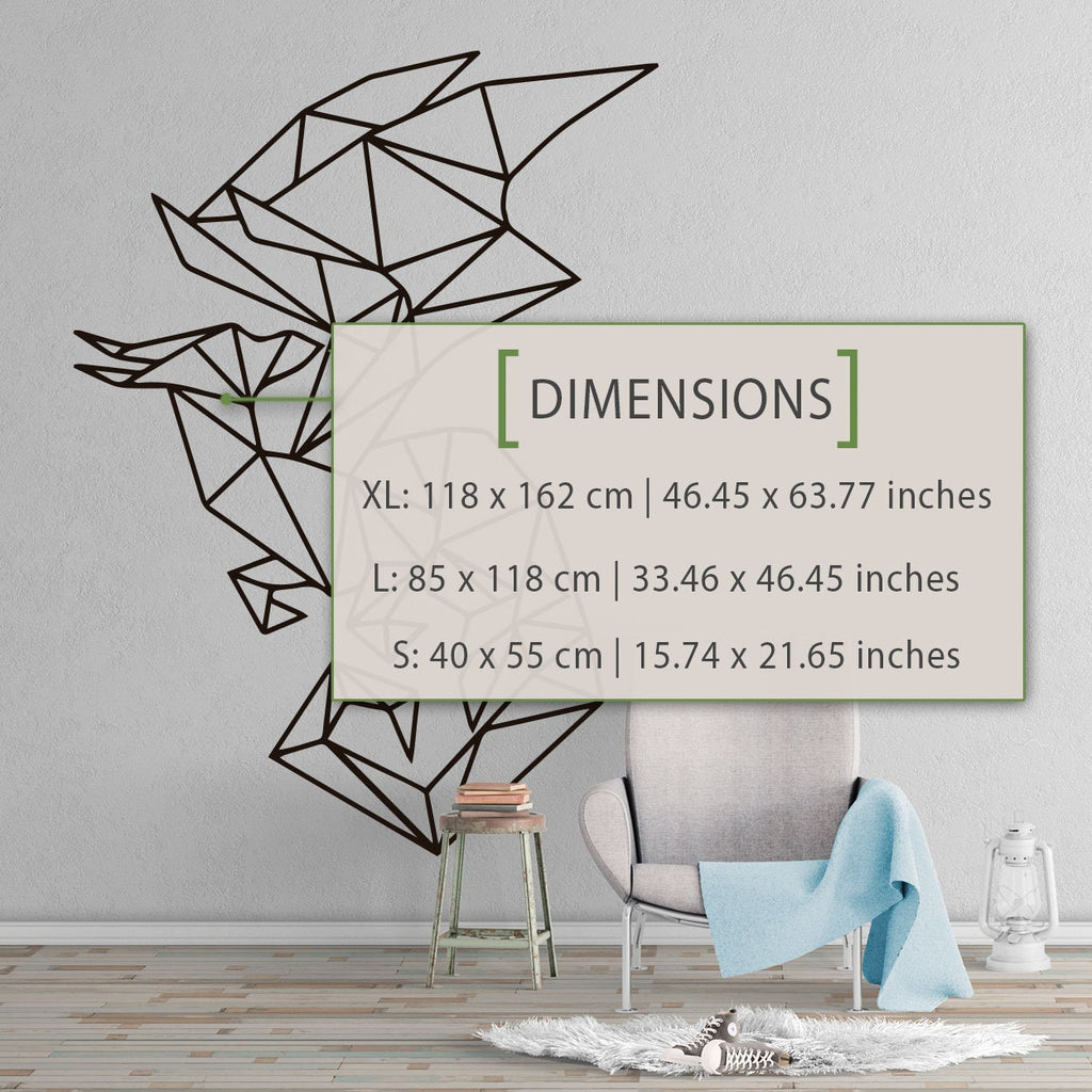 Geometric Dragon Wall Decal: Modern Art Sticker